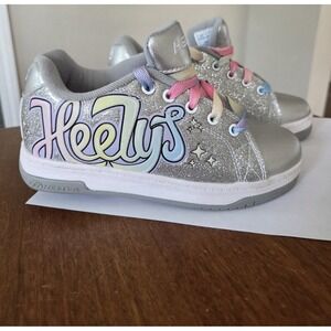 Heelys Split Silver Glitter Roller Shoes Girls Youth Size 2 HE101432